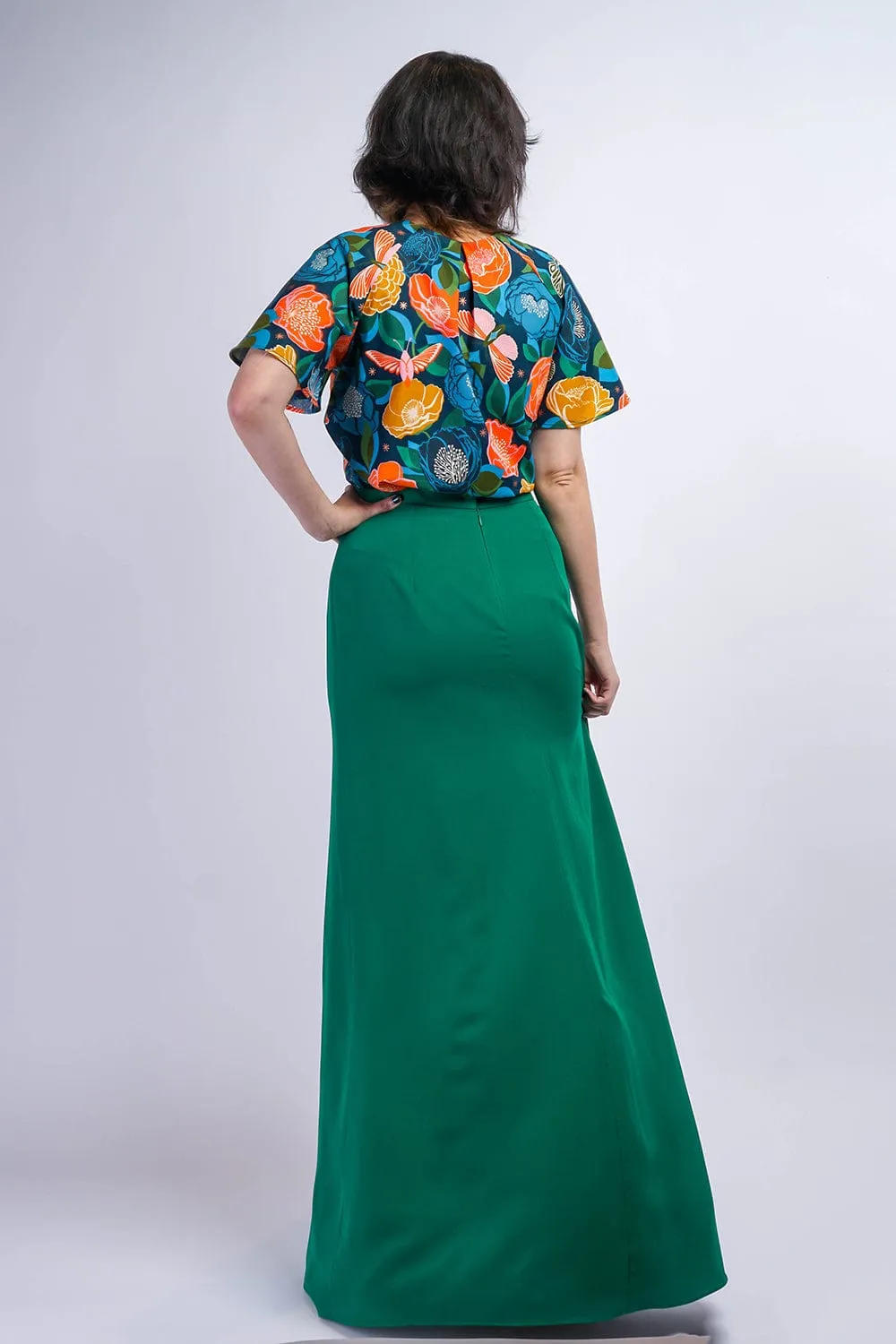 Green Ashley  Front Slit Long Skirt