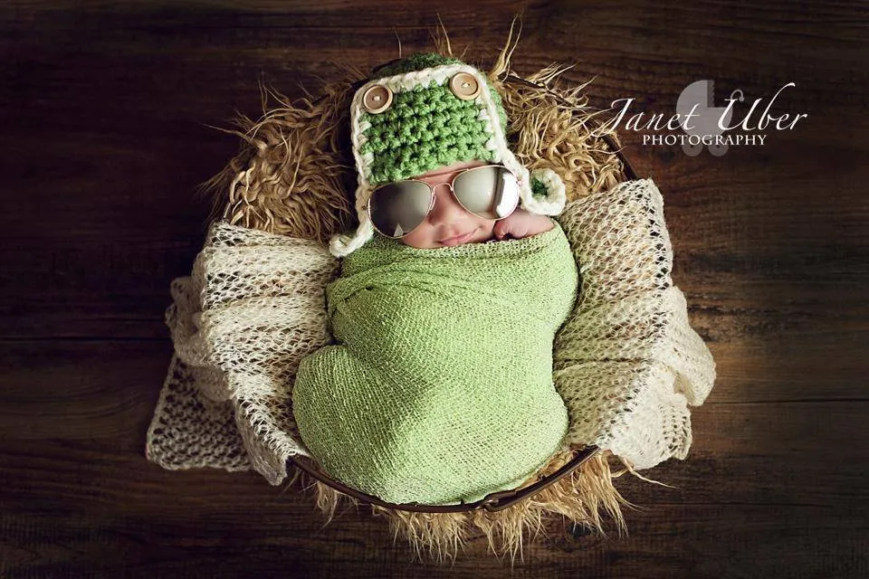 Green Newborn Aviator Hat