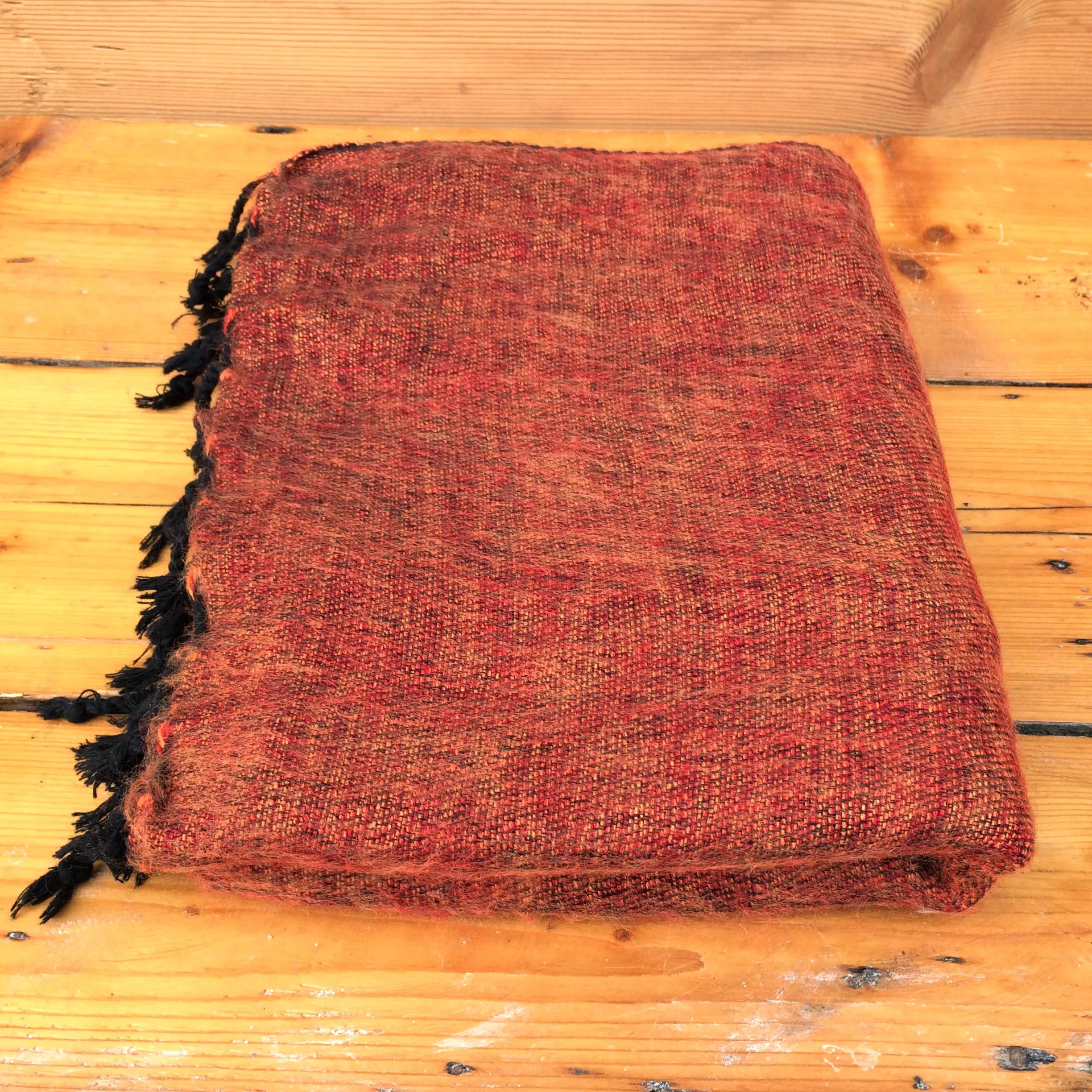 Handmade Nepalese 'Yak Wool' Shawl Rust Mix Oversized Scarf / Yoga Blanket