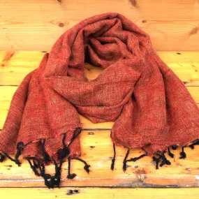 Handmade Nepalese 'Yak Wool' Shawl Rust Mix Oversized Scarf / Yoga Blanket