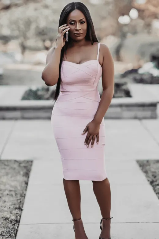 Heidi Bandage Midi Dress - Dusty Pink