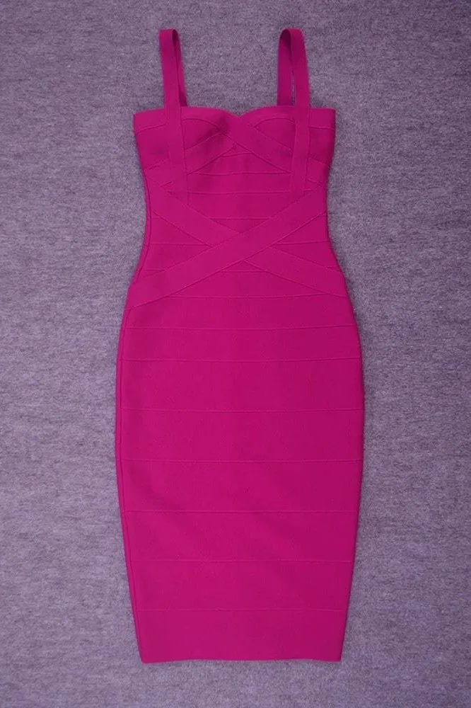 Heidi Bandage Midi Dress - Magenta Pink