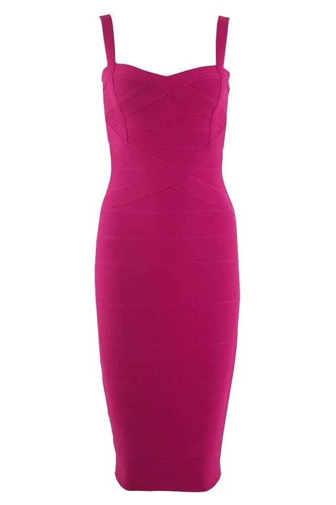 Heidi Bandage Midi Dress - Magenta Pink