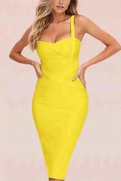 Heidi Bandage Midi Dress - Sun Yellow