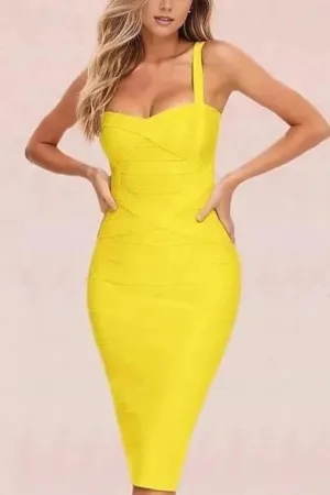 Heidi Bandage Midi Dress - Sun Yellow