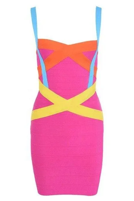 Heidi Bandage Mini Dress - Hot Pink