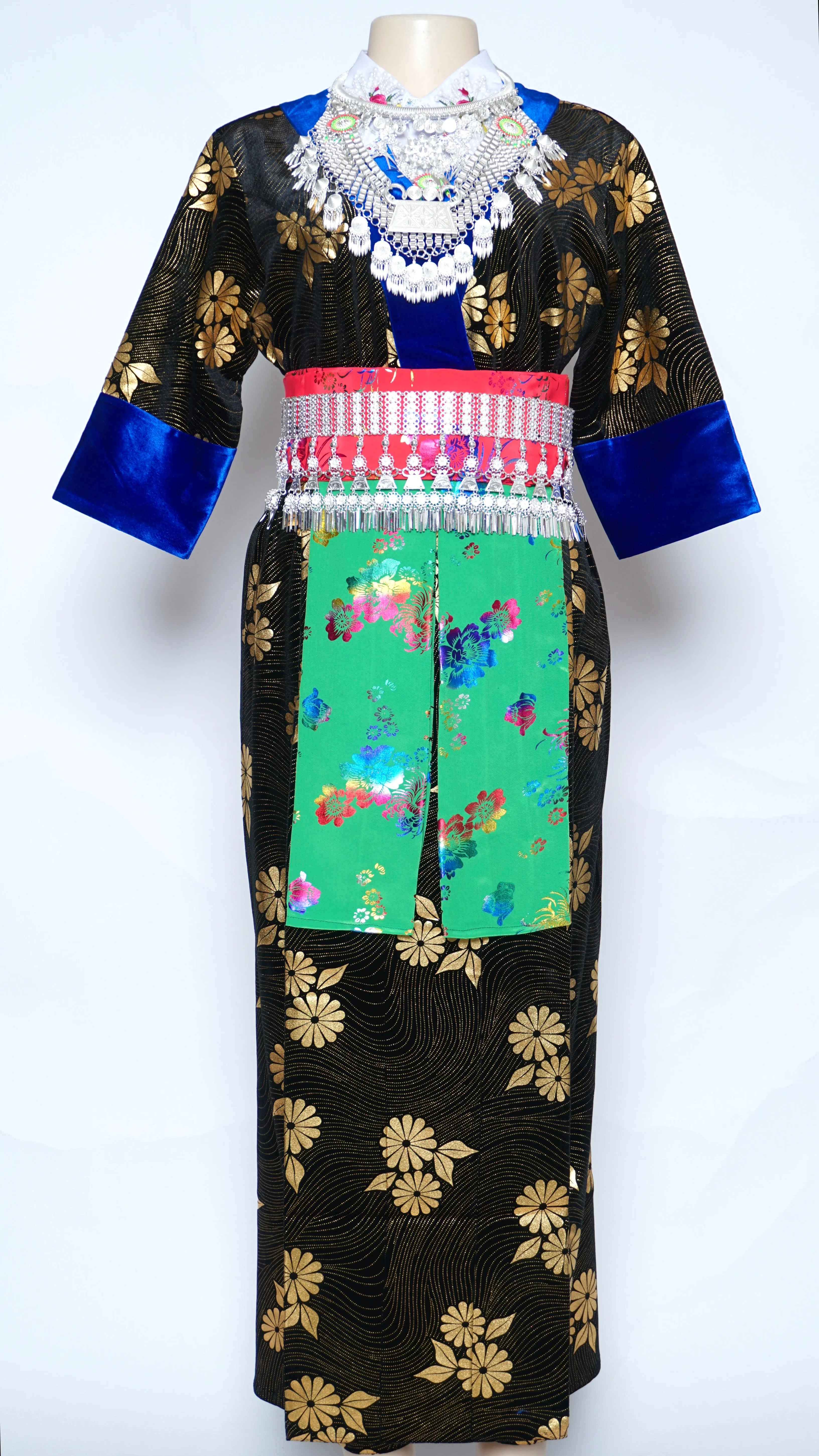 Hmong Xeev Gold Floral Velvet