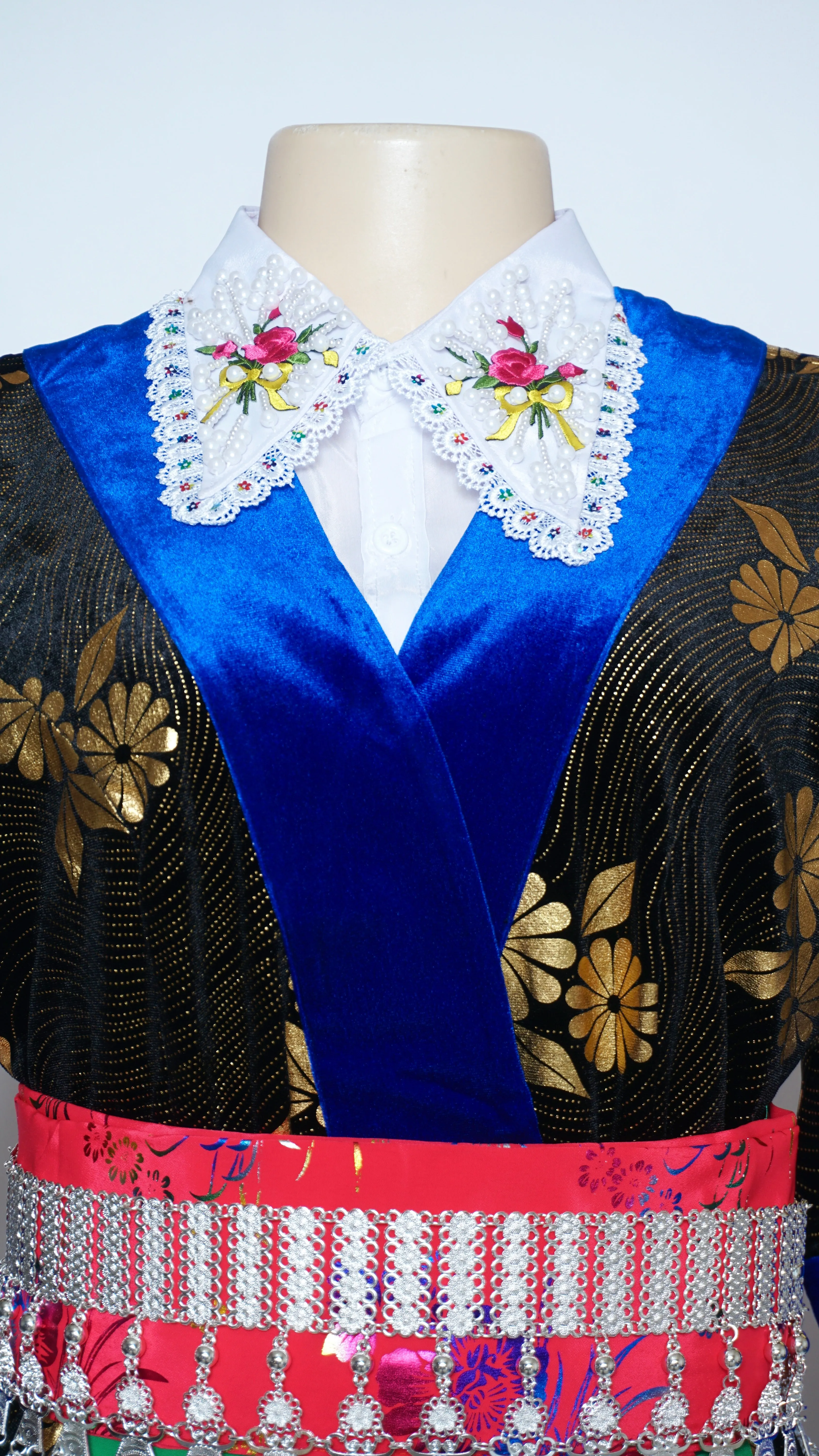 Hmong Xeev Gold Floral Velvet