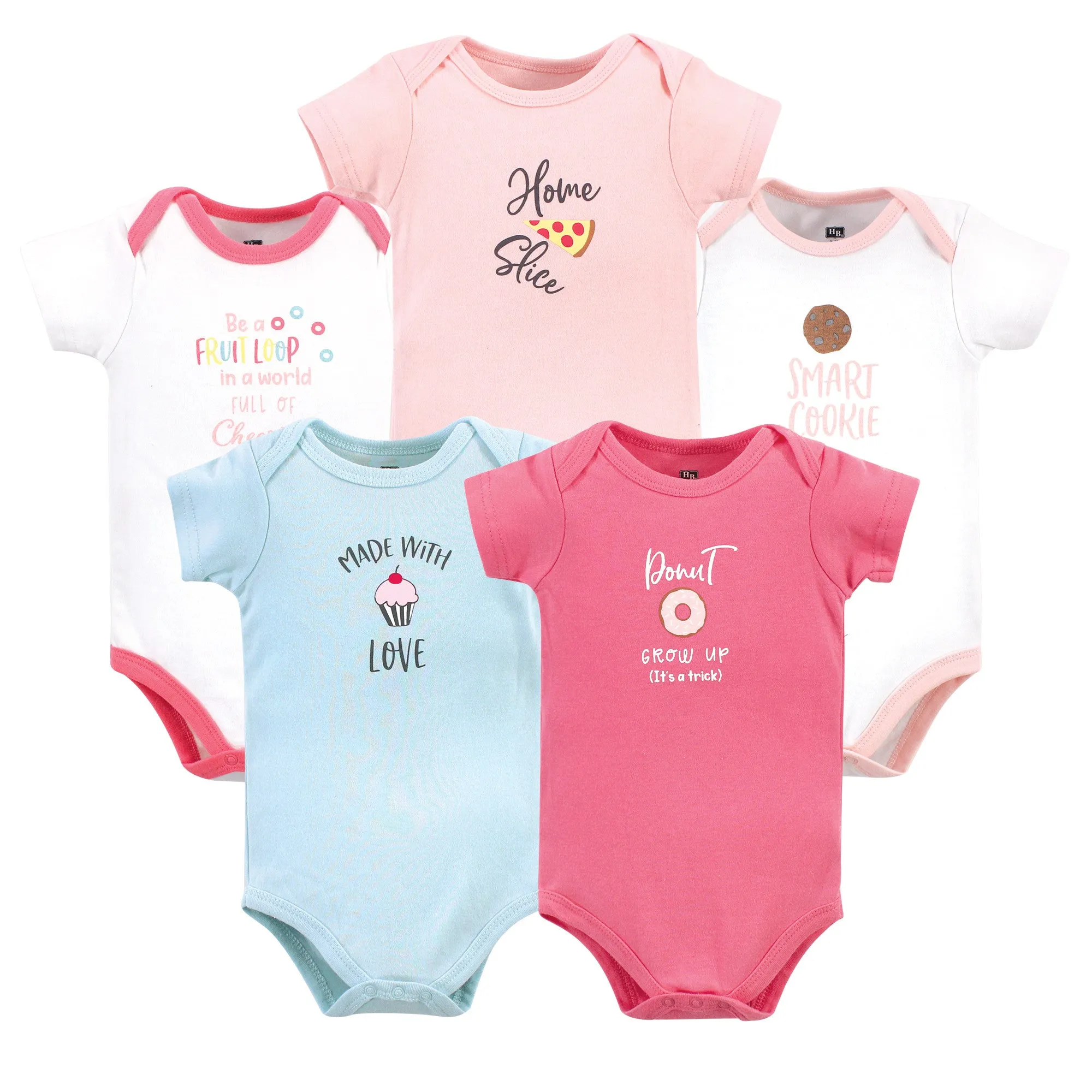 Hudson Baby Cotton Bodysuits, Food Girl