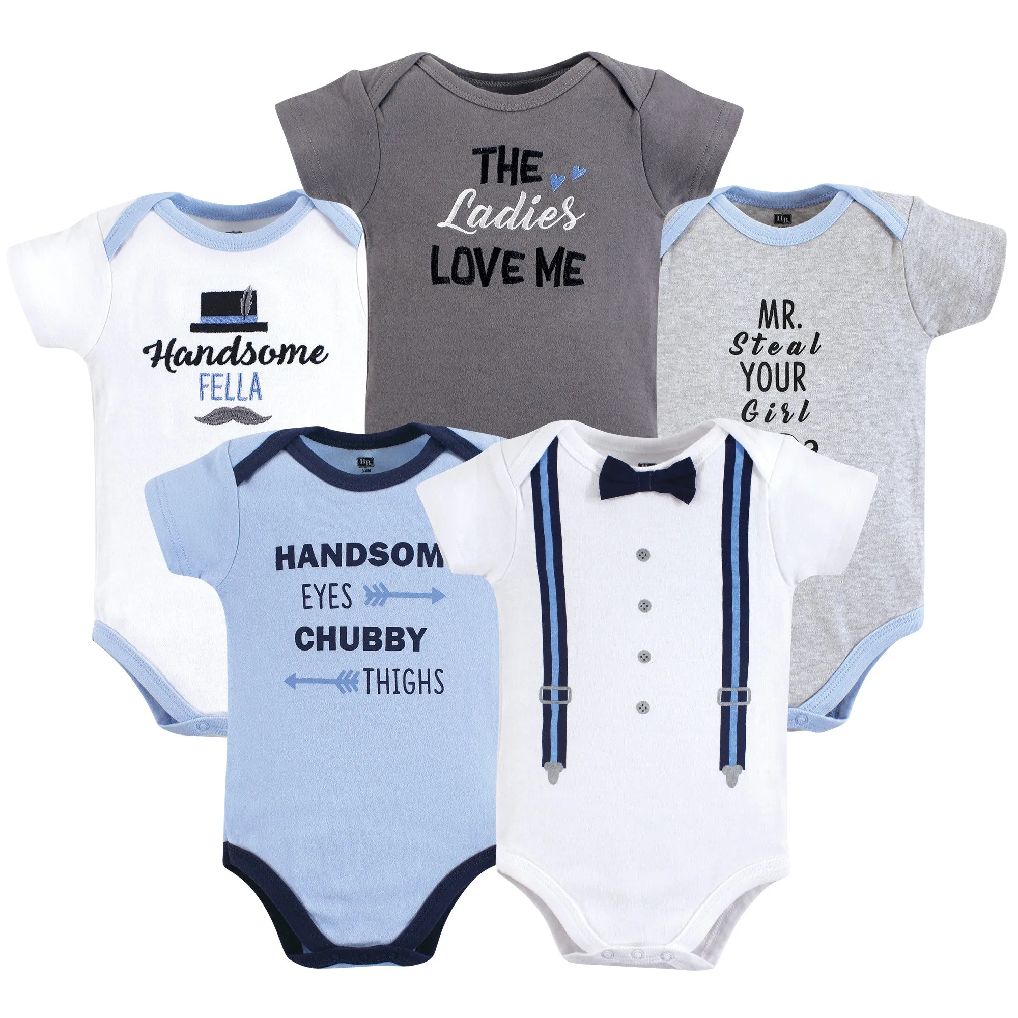 Hudson Baby Cotton Bodysuits, Handsome Fella