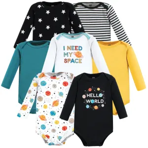 Hudson Baby Cotton Long-Sleeve Bodysuits, Happy Planets 7-Pack