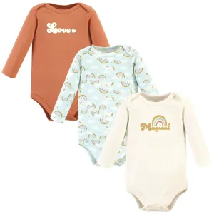 Hudson Baby Cotton Long-Sleeve Bodysuits, Magical Rainbow 3-Pack