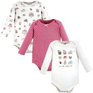 Hudson Baby Cotton Long-Sleeve Bodysuits, Sweet Bakery 3-Pack