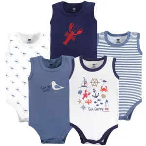 Hudson Baby Cotton Sleeveless Bodysuits, Sea Shore