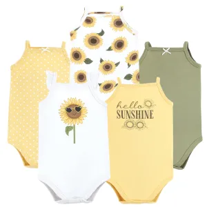 Hudson Baby Cotton Sleeveless Bodysuits, Sunflower