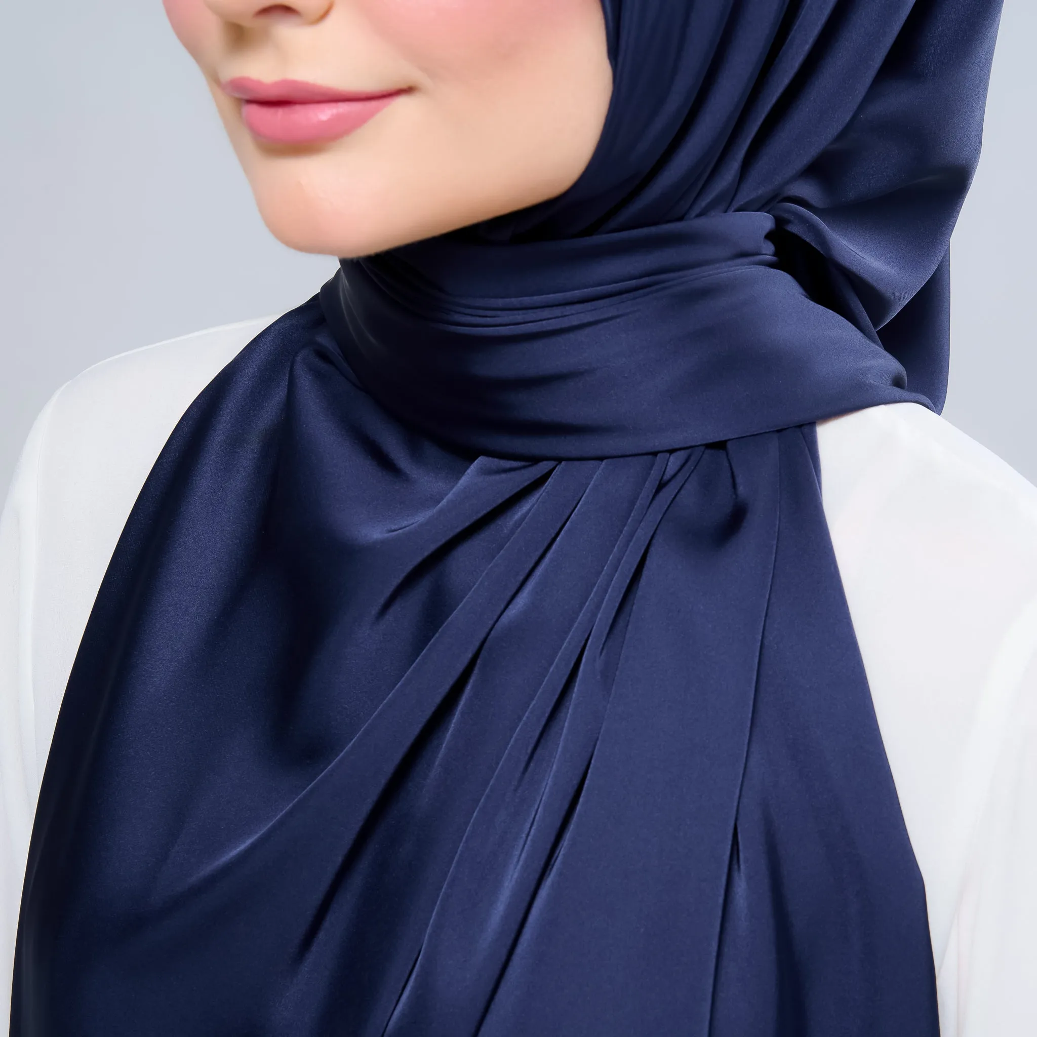 Instant Tag n' Go Shawl  | Satin Silk in Deep Blue