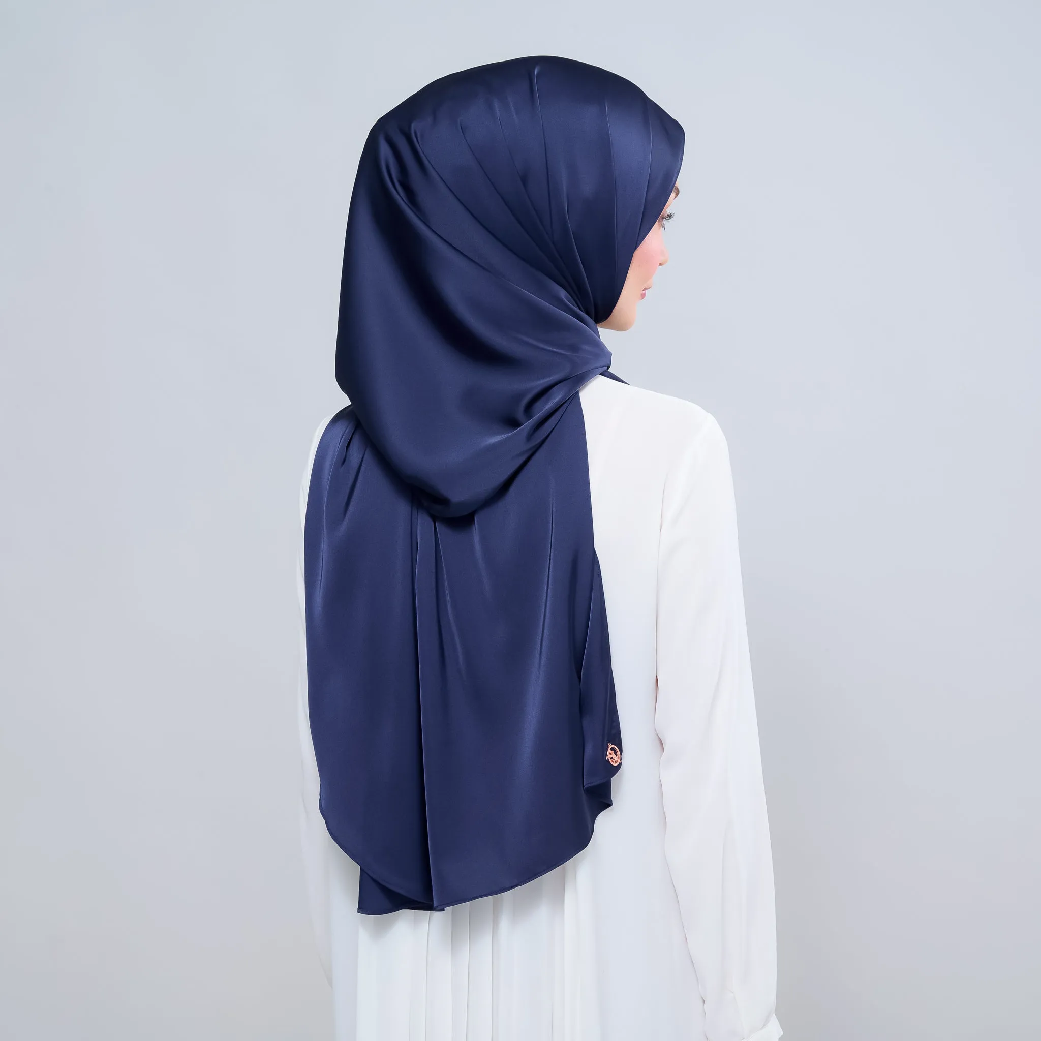 Instant Tag n' Go Shawl  | Satin Silk in Deep Blue