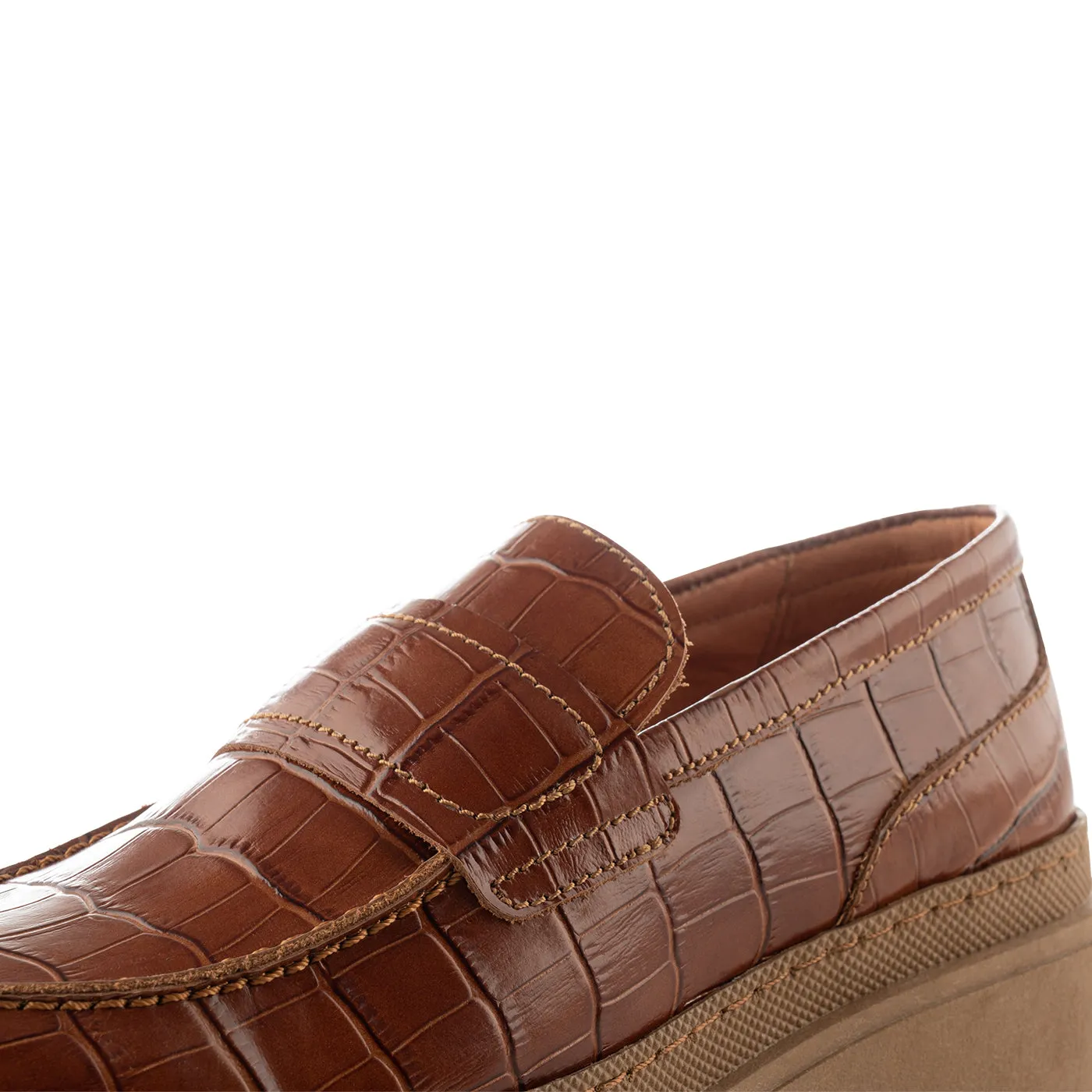 Iona loafer leather - CHESTNUT CROC