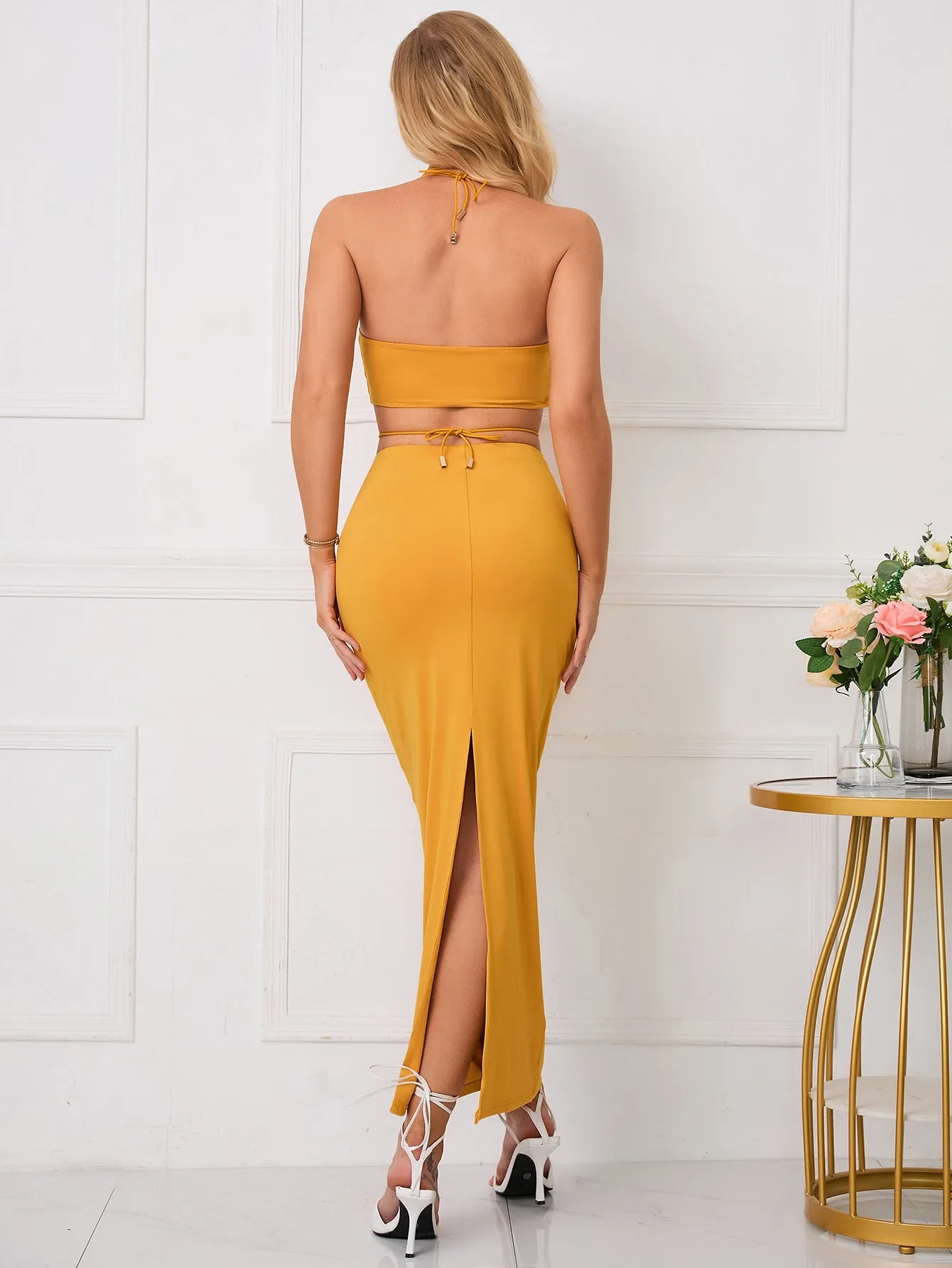 Jaylen Cut Out Halter Two Piece Dress