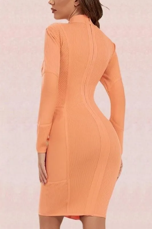 Jordan Long Sleeve Bodycon Dress - Peach