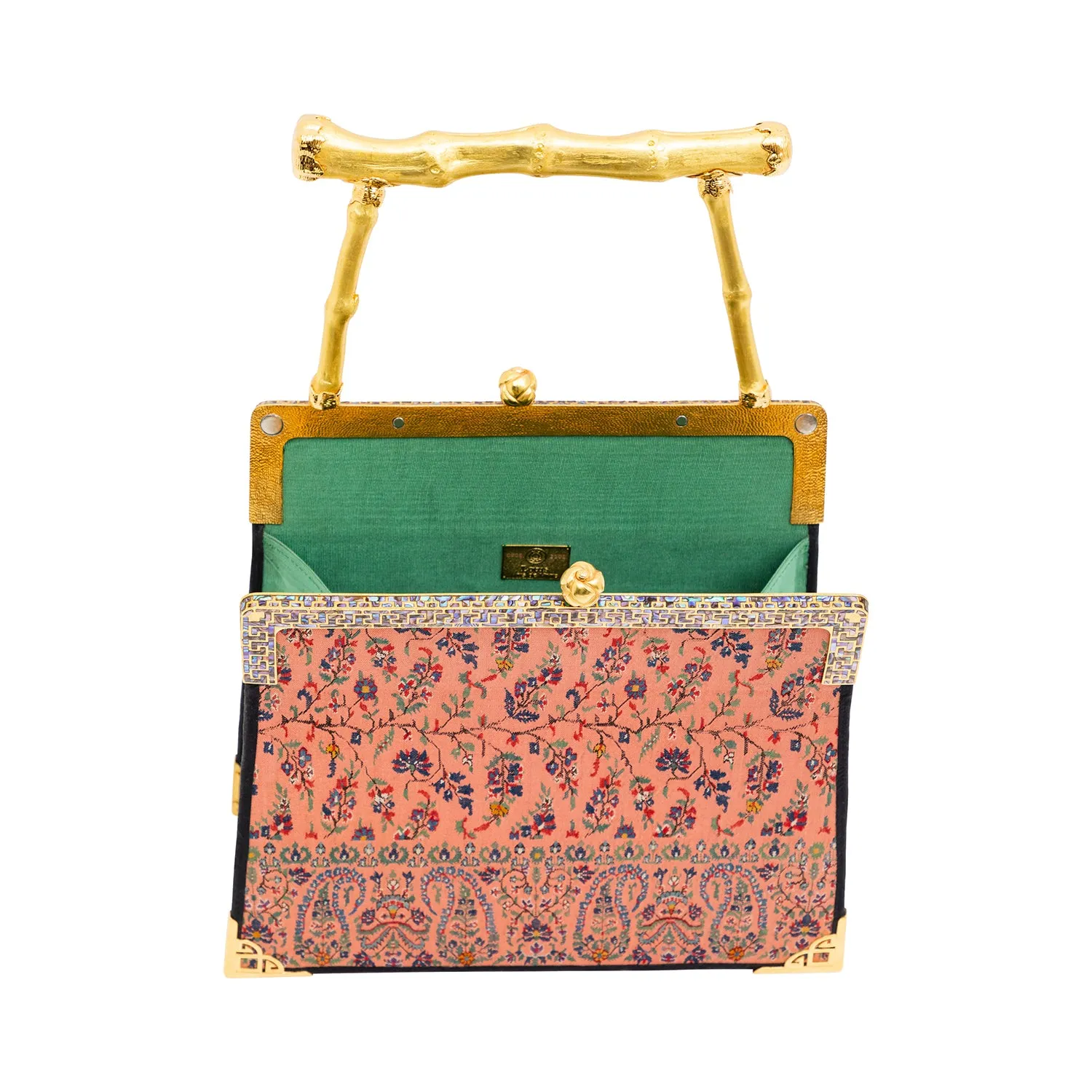 Kashmir Woven Wonder & Shell inlay frame Handbag