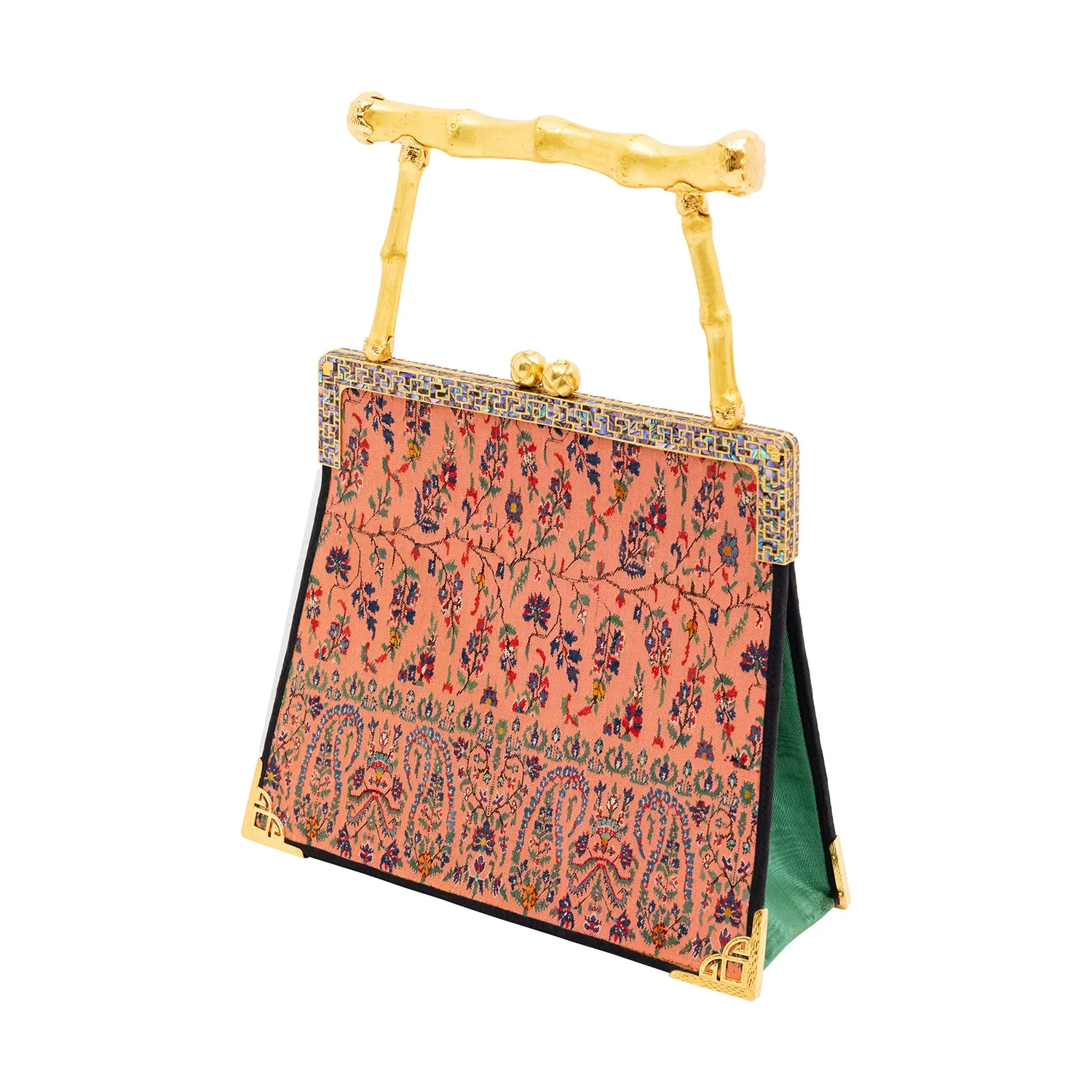 Kashmir Woven Wonder & Shell inlay frame Handbag