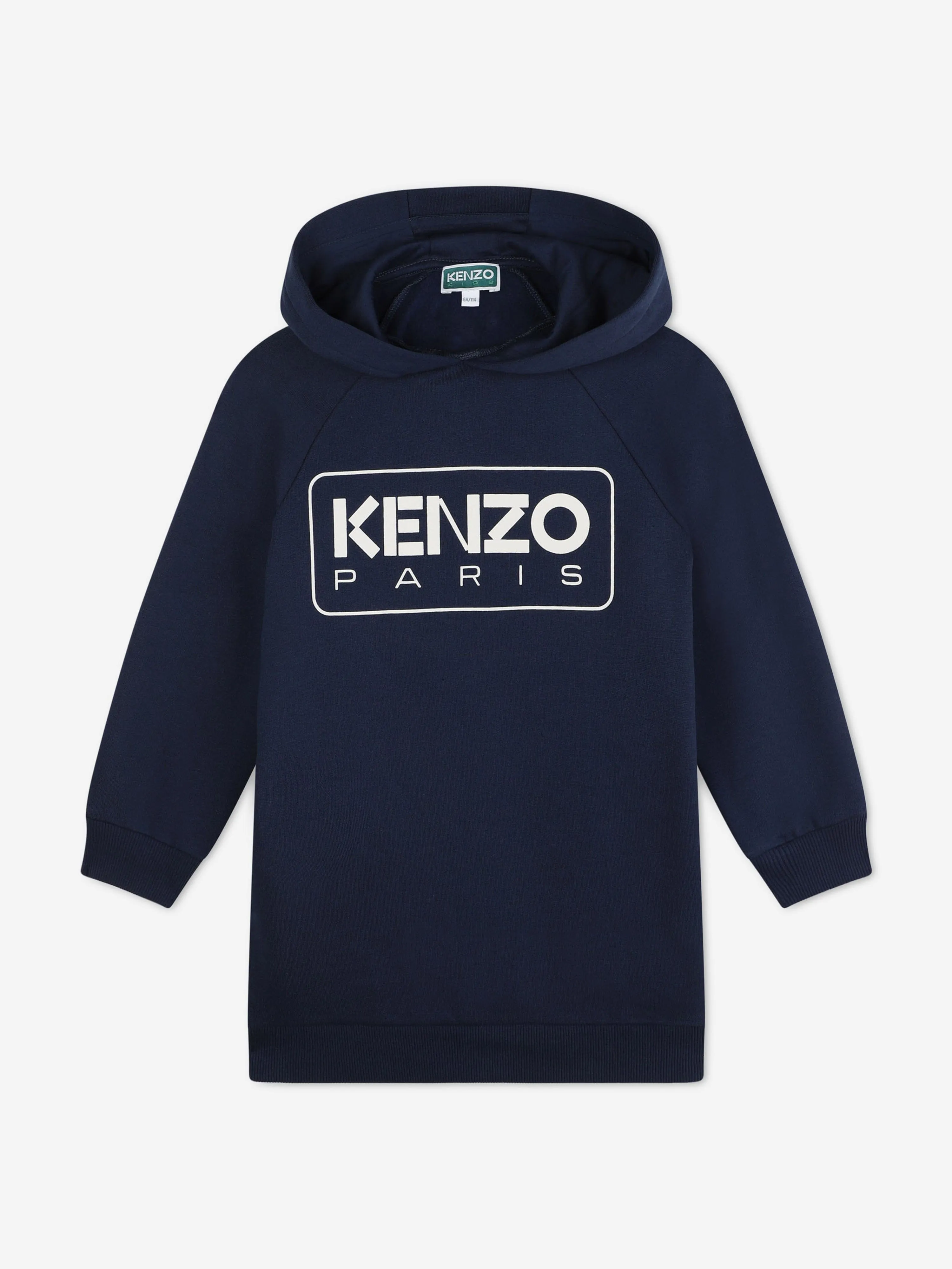 KENZO Girls Hooded Sweater Dress in Navy