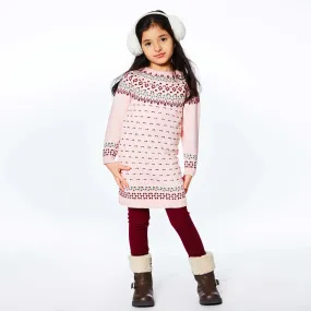 Knitted Long Sleeve Dress Silver Pink And Burgundy | DEUX PAR DEUX