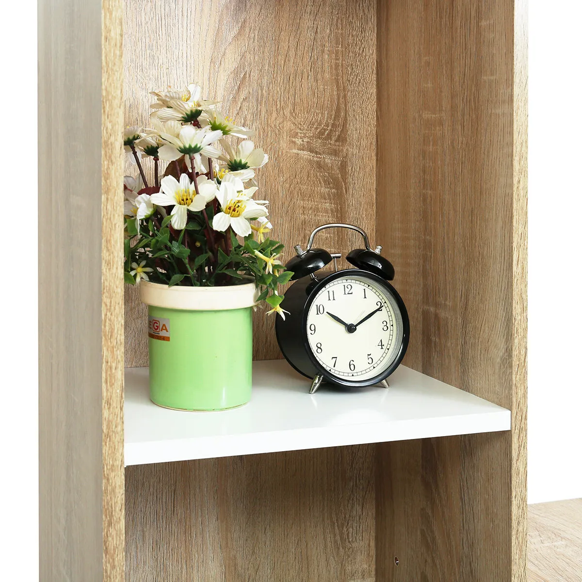 L-Shaped Desk with Shelves, Oak Finish