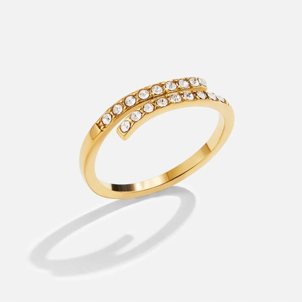 Layered Gold & Crystal Wrap Ring