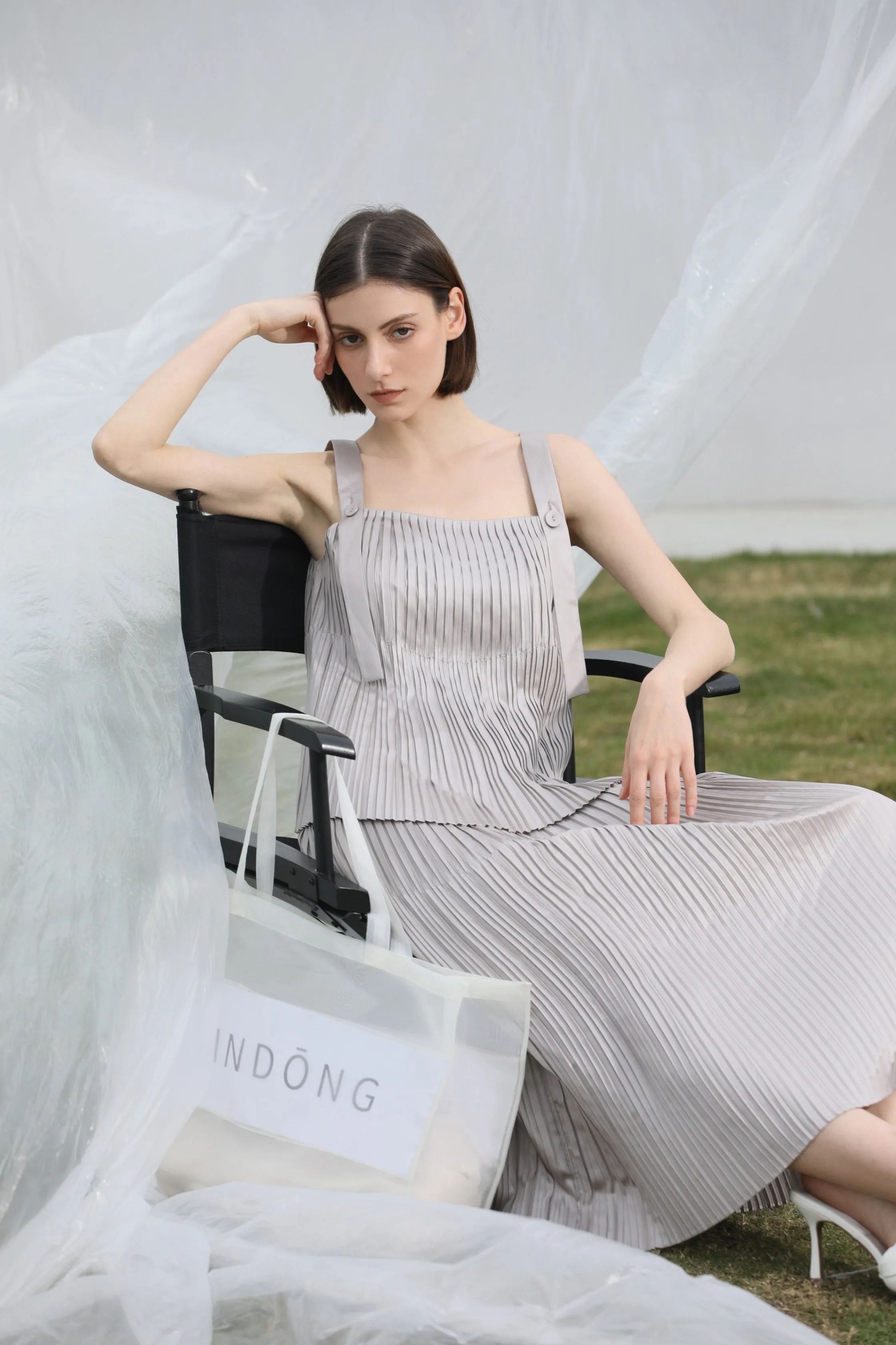 LINDONG | Brie Gray Pleated Skirt