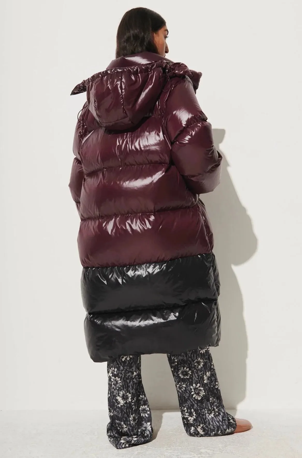 Long Puffer, Bordeaux/Black