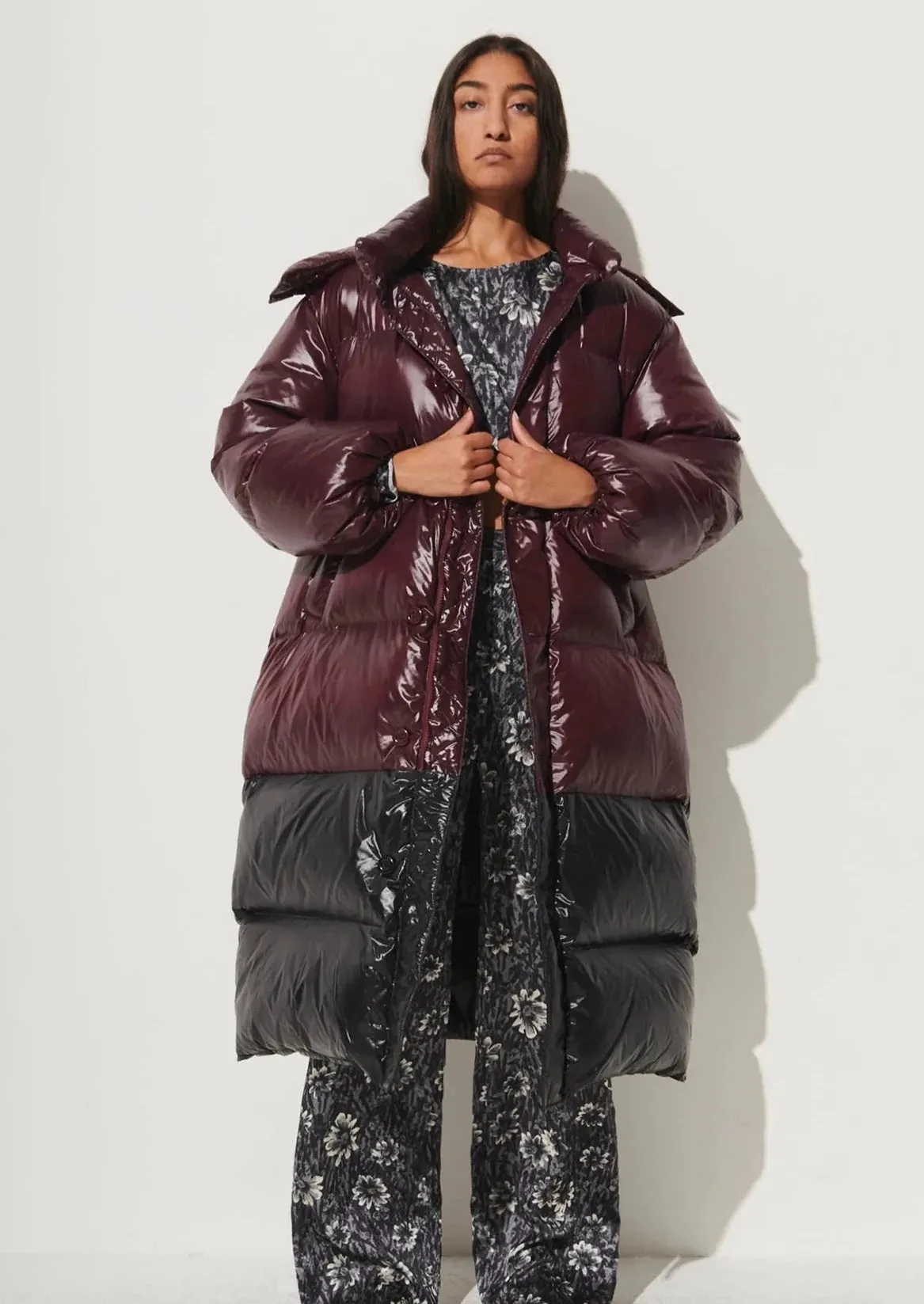 Long Puffer, Bordeaux/Black