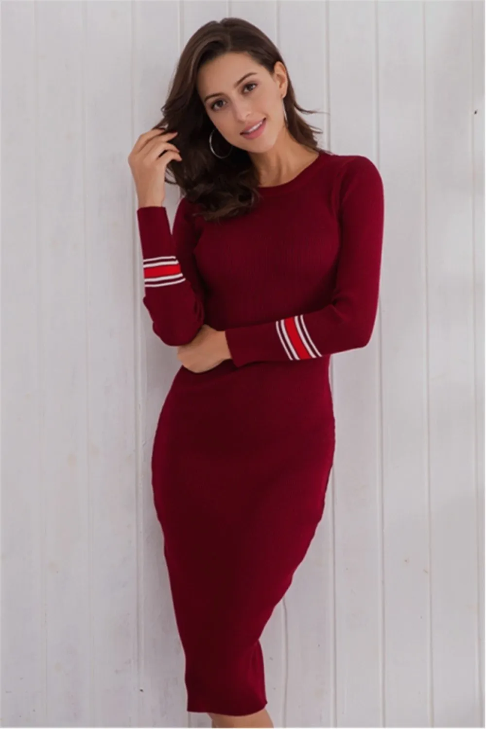 Long-sleeved Knit Bodycon Dress