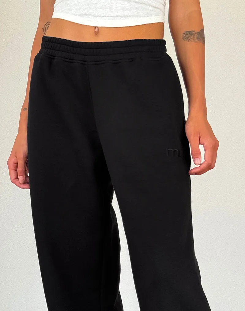 Loose Jogger in Black with 'M' Embroidery