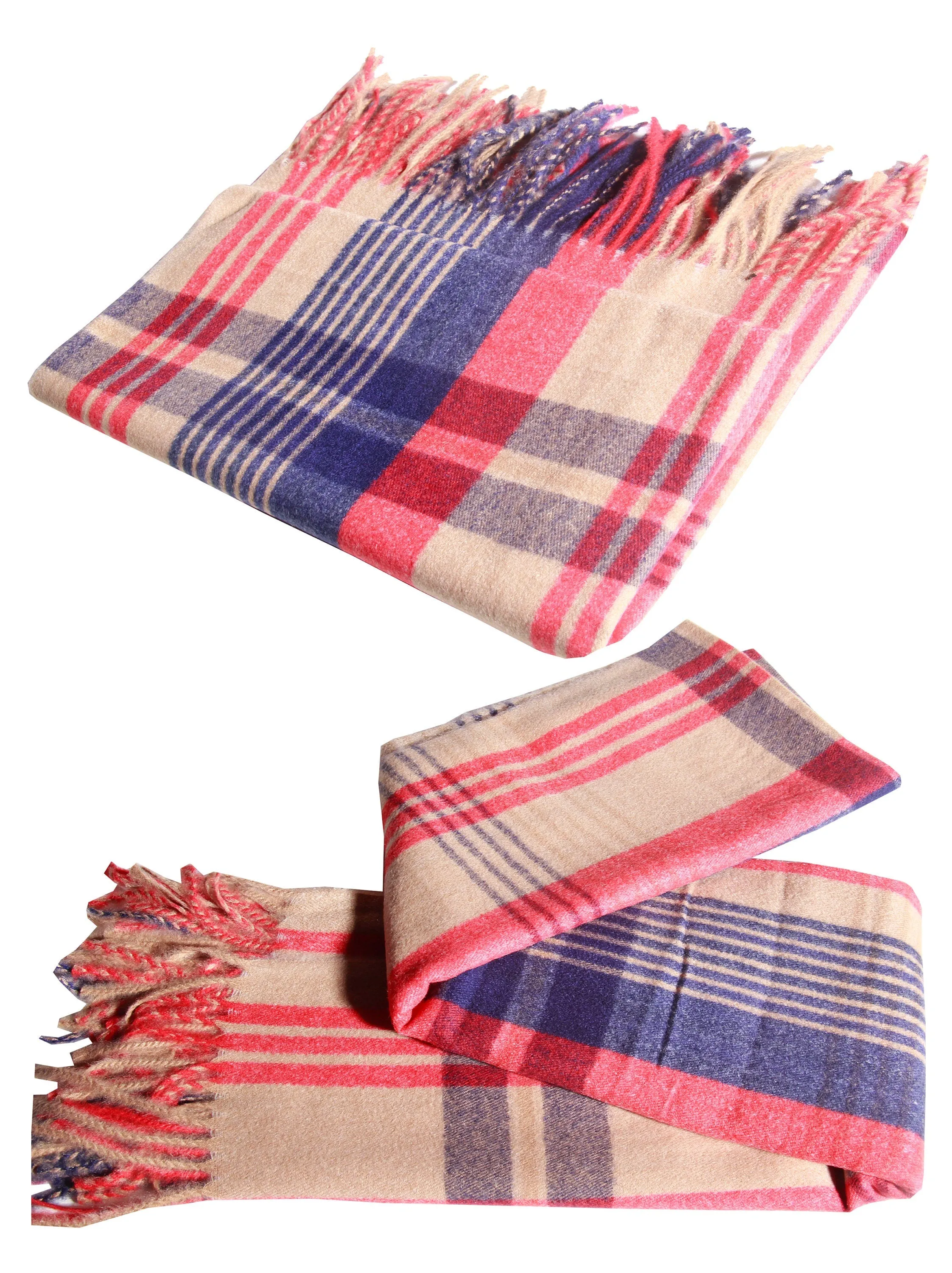 LUXURY Unisex cashmere RED BEIGE check soft pattern scarf stole shawl  pashmina soft light weight warm Winter fringe Scarf xmas gift  anyone