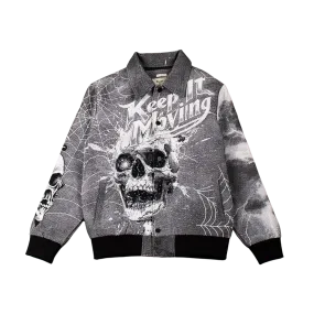 MAJESTIC Keep it Moving Tapestry Rhinestone Grey Jacket