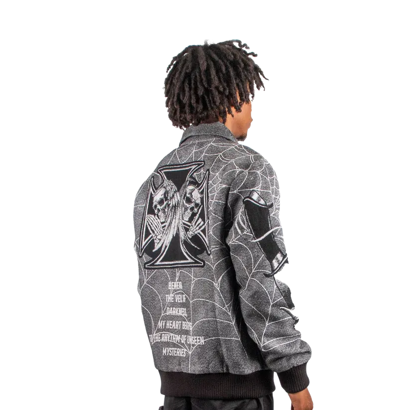 MAJESTIC Keep it Moving Tapestry Rhinestone Grey Jacket