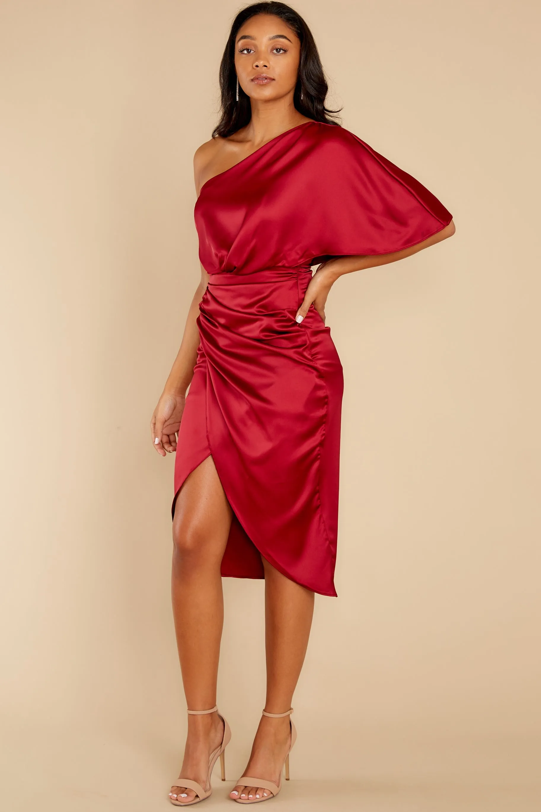 Make A Toast Wine One Shoulder Dress