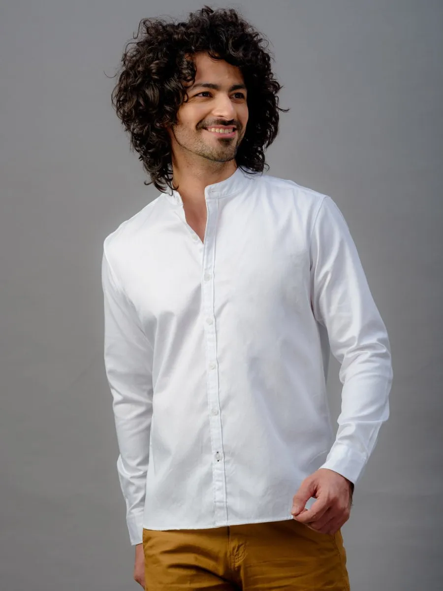 Mandarin Collar American Placket Cotton Shirt - Day Out