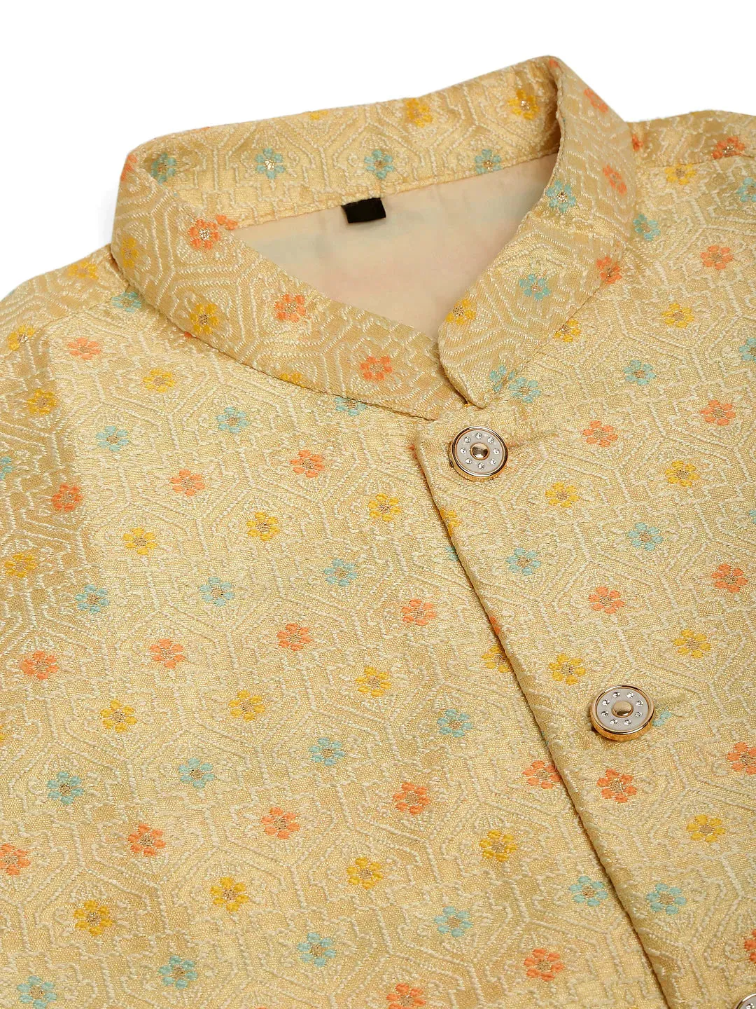 Men Yellow Embroidered Nehru Jacket