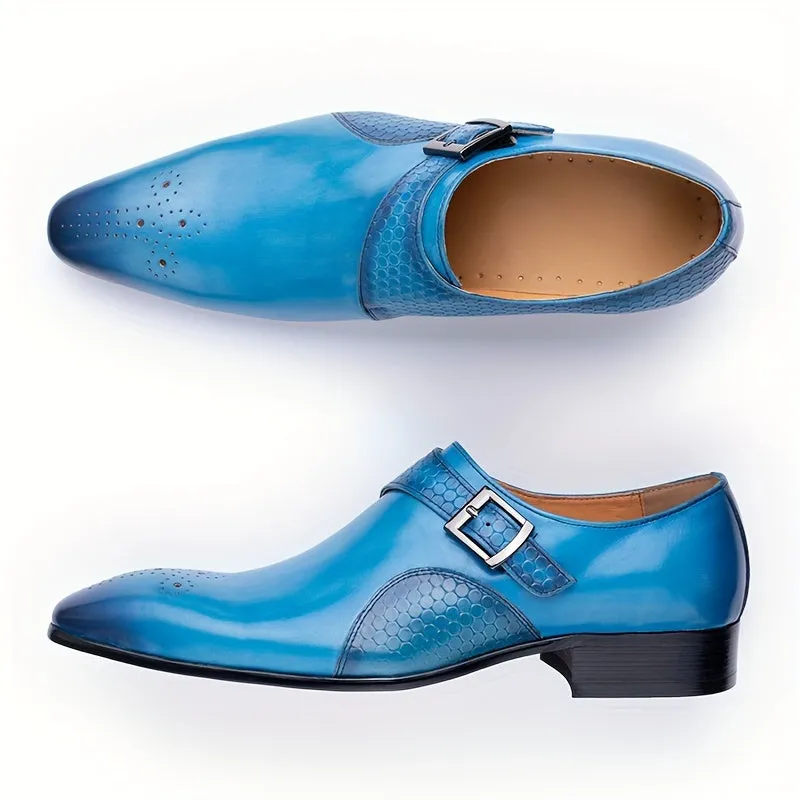 Men's All-Season Leather Monk Strap Loafers - Breathable, Comfortable & Stylish Slip-Ons for Business and Formal Occasions