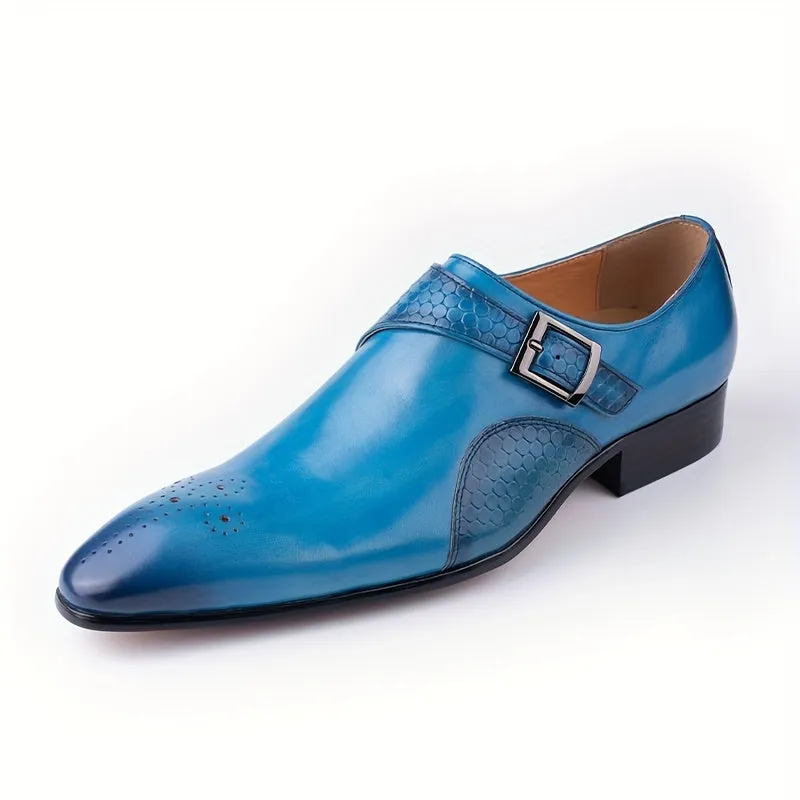 Men's All-Season Leather Monk Strap Loafers - Breathable, Comfortable & Stylish Slip-Ons for Business and Formal Occasions