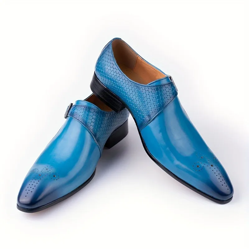 Men's All-Season Leather Monk Strap Loafers - Breathable, Comfortable & Stylish Slip-Ons for Business and Formal Occasions