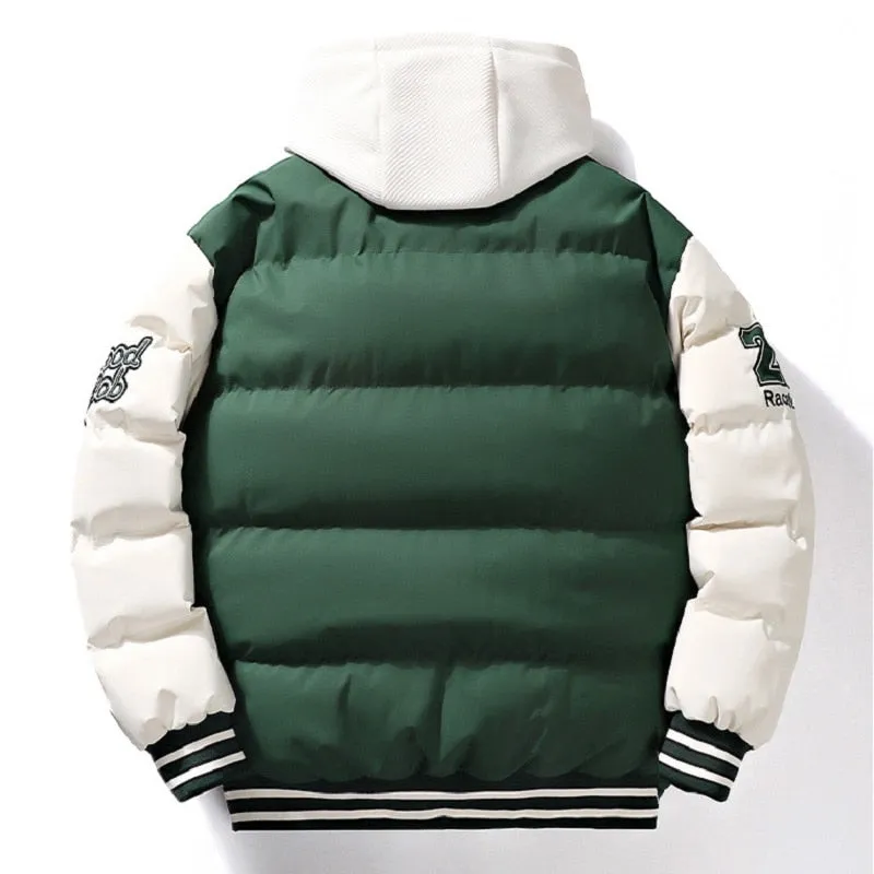 Men's Embroidered Hooded Varsity Down Jacket