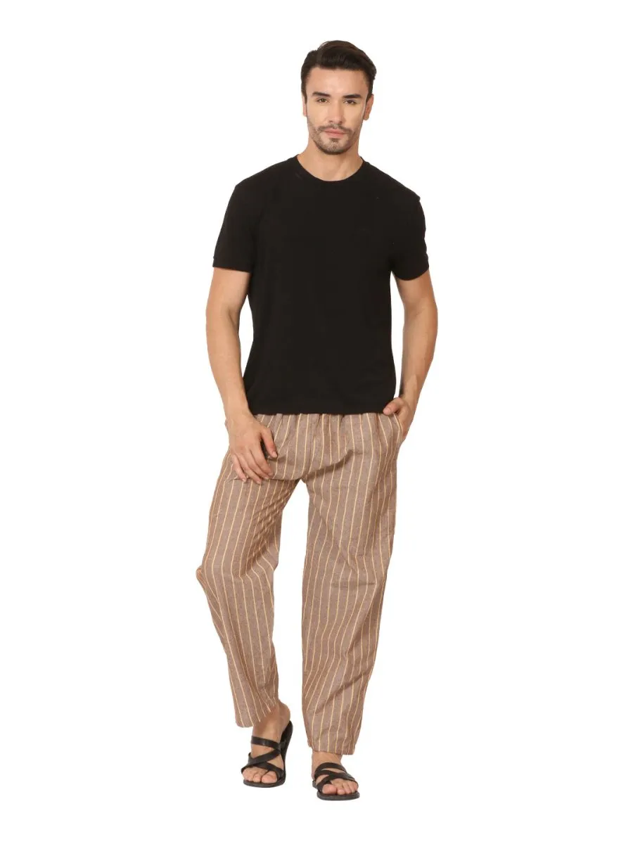 Men's Lounge Pants Pack of 2| Black & Brown Stripes | Fits Waist Size 28" to 36"