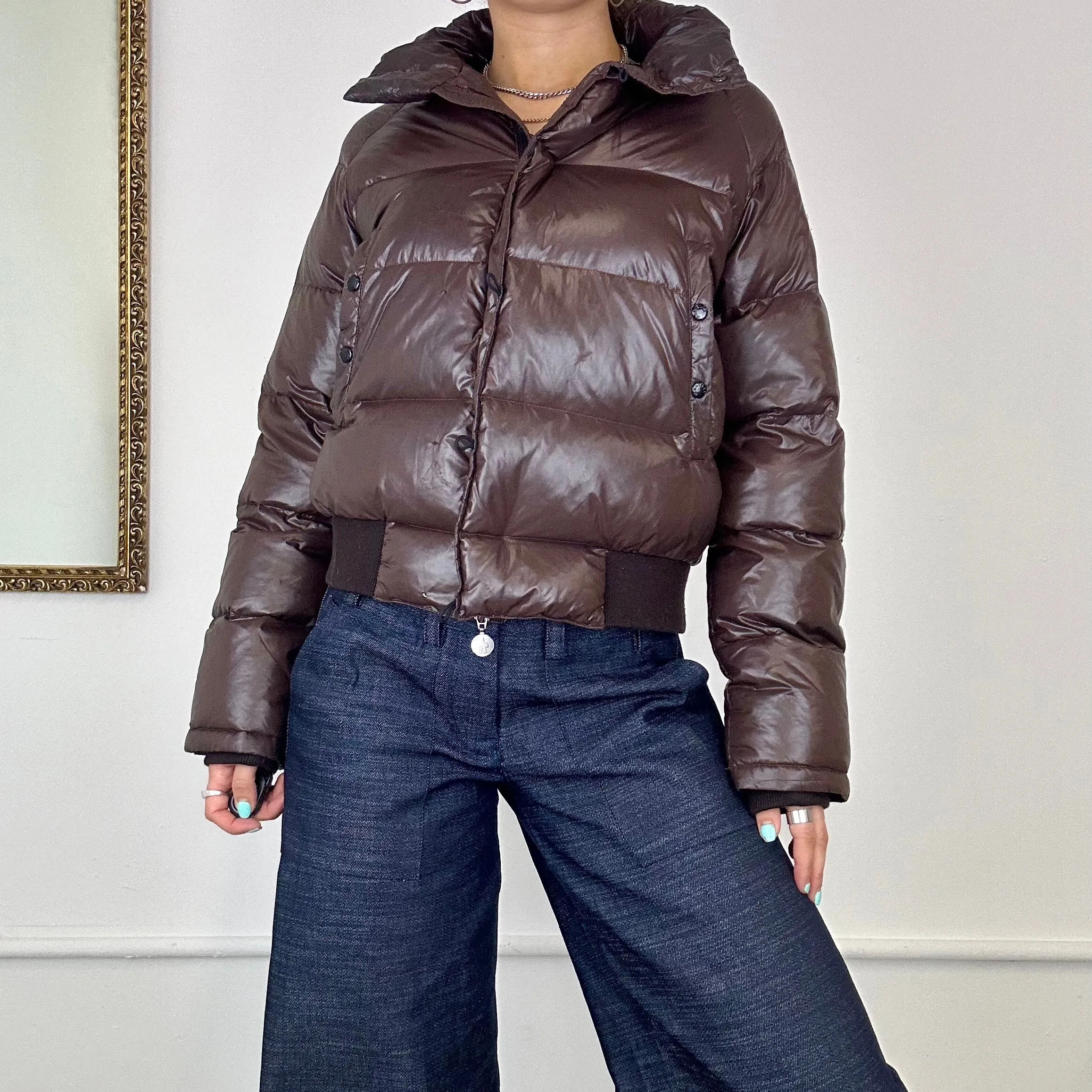 moncler vintage brown puffer coat