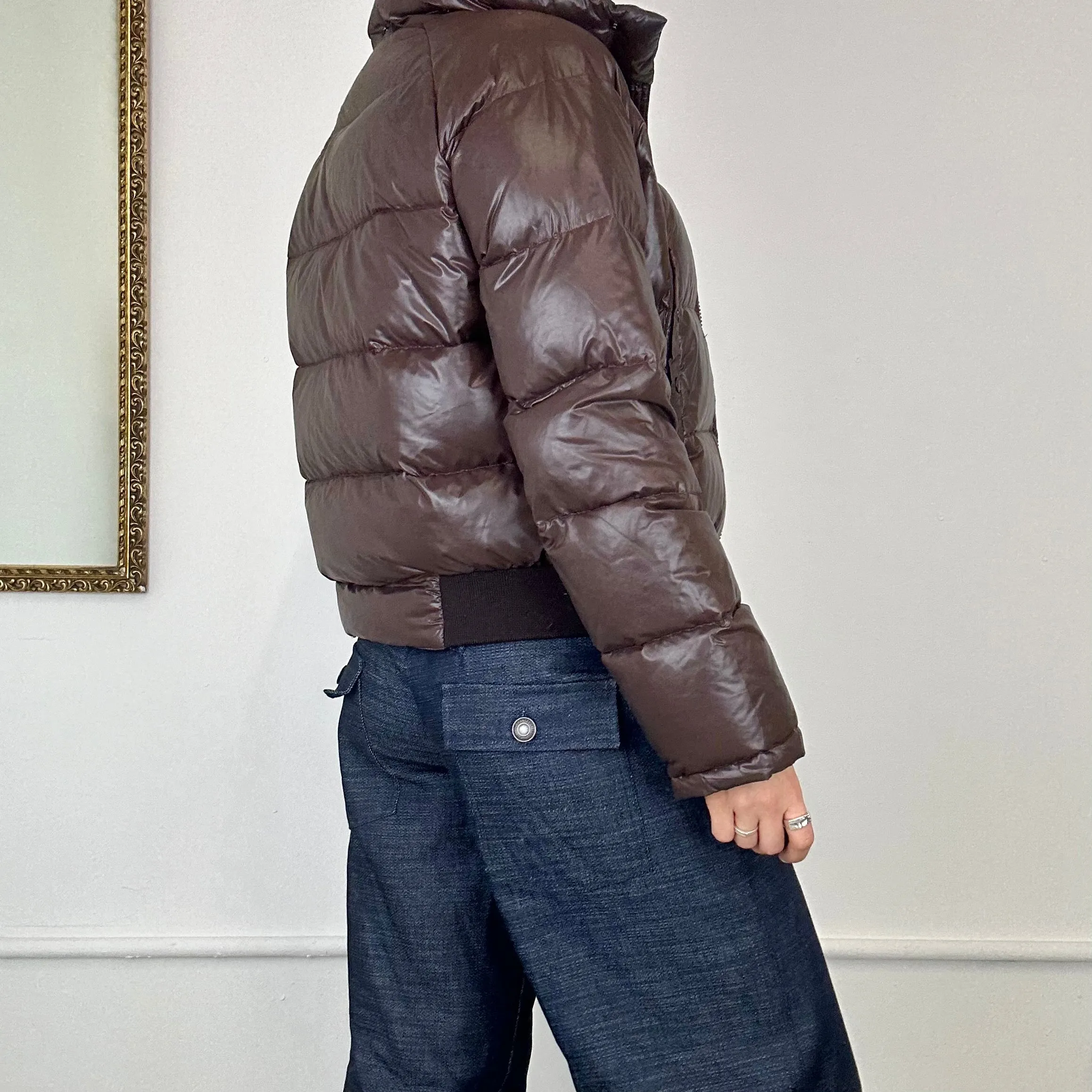 moncler vintage brown puffer coat