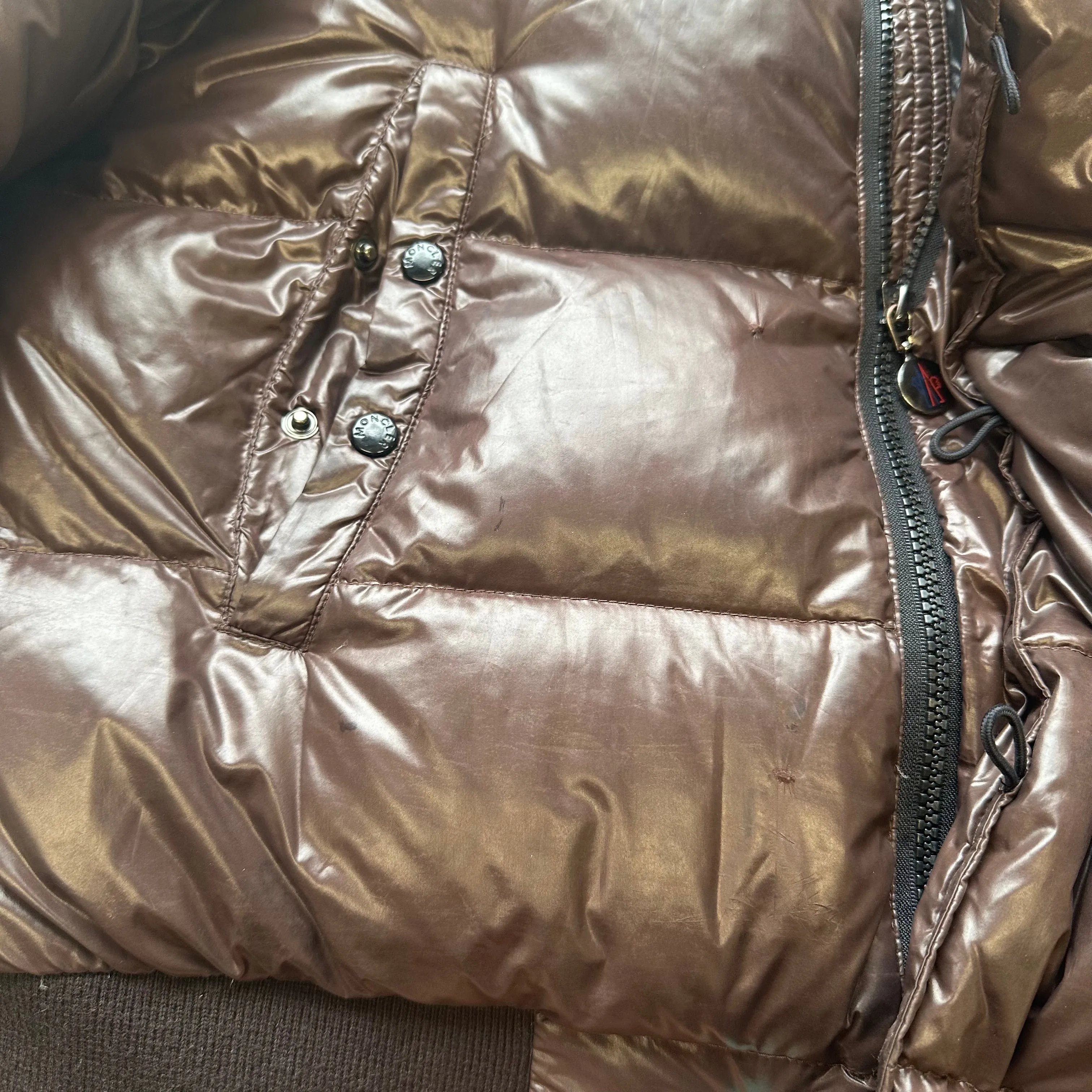 moncler vintage brown puffer coat