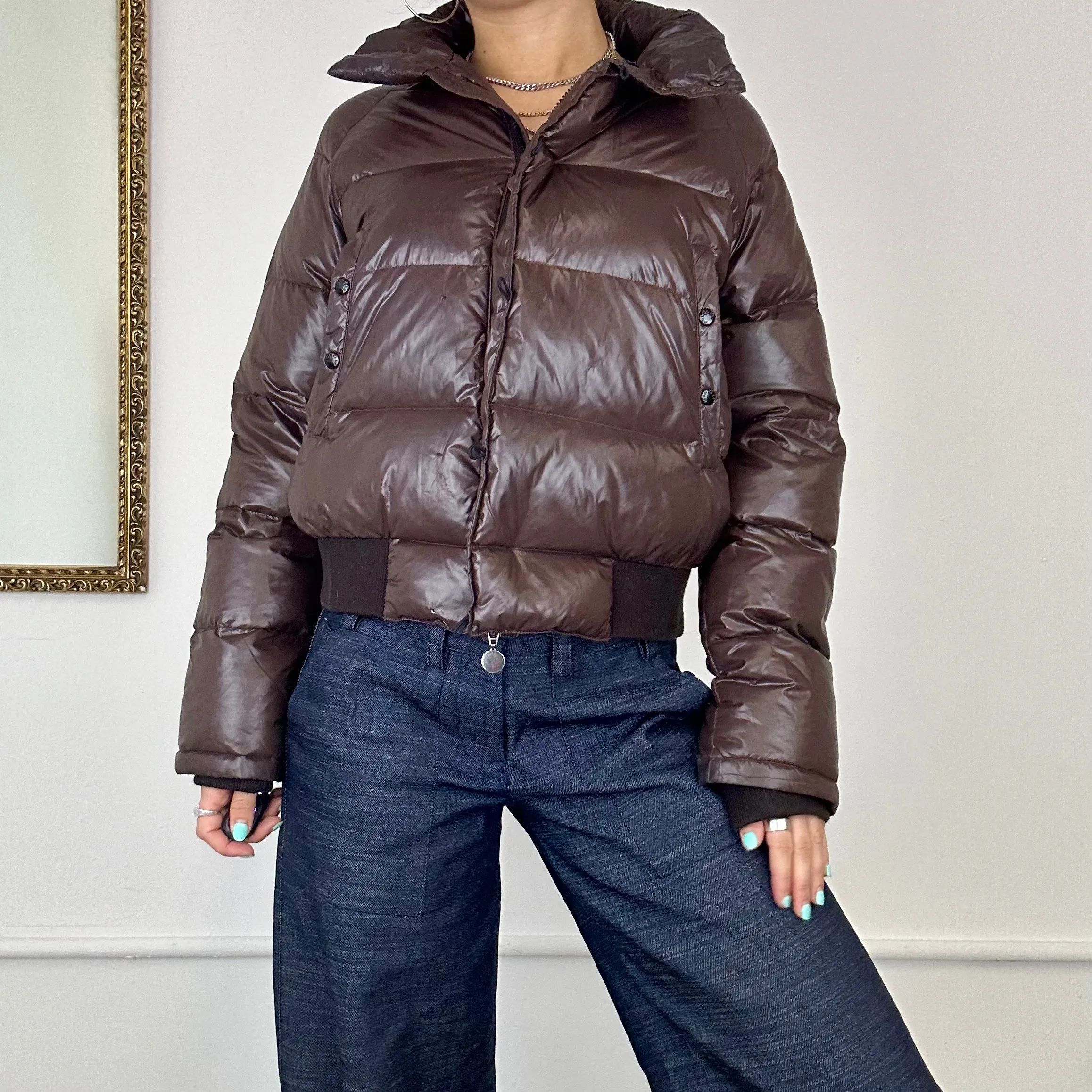 moncler vintage brown puffer coat